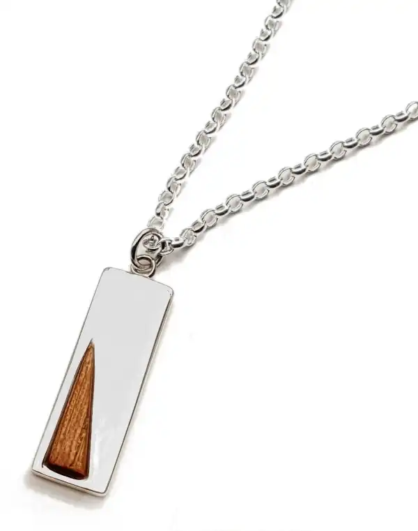 Collier pour homme en argent et bois