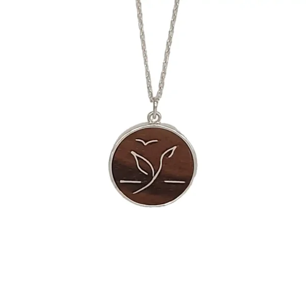"Esprit de la Nature" pendentif bois et argent recyclé fait main