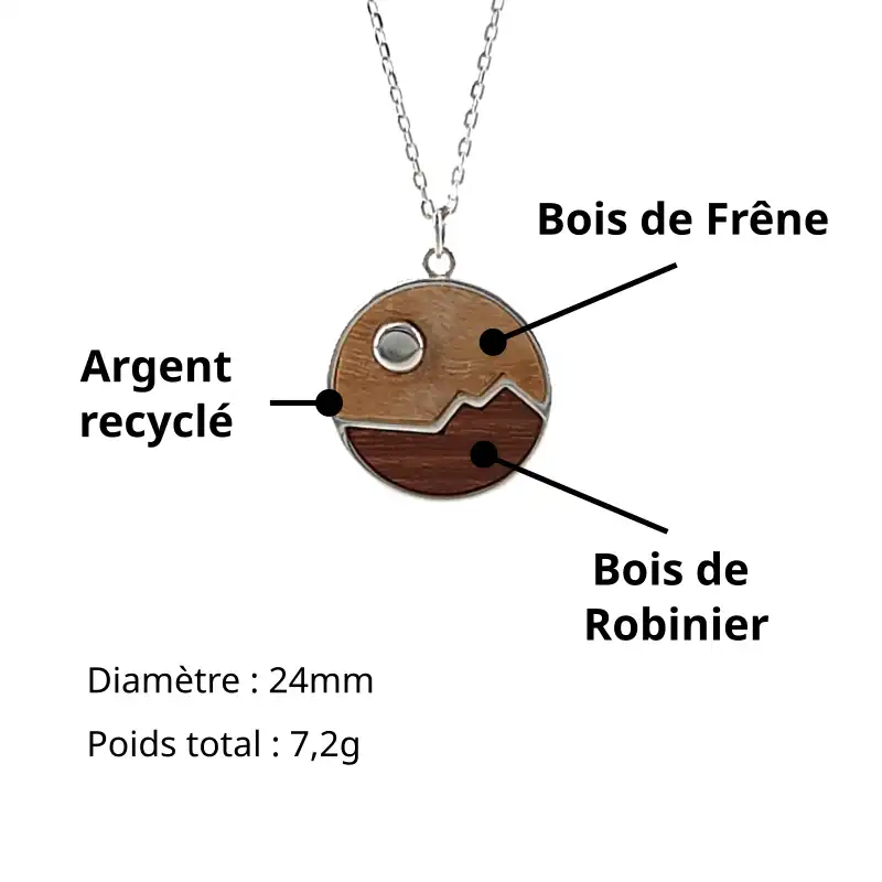 Bijou nature entre mer et montagne avec bois de Frêne, bois de robinier et argent 925
